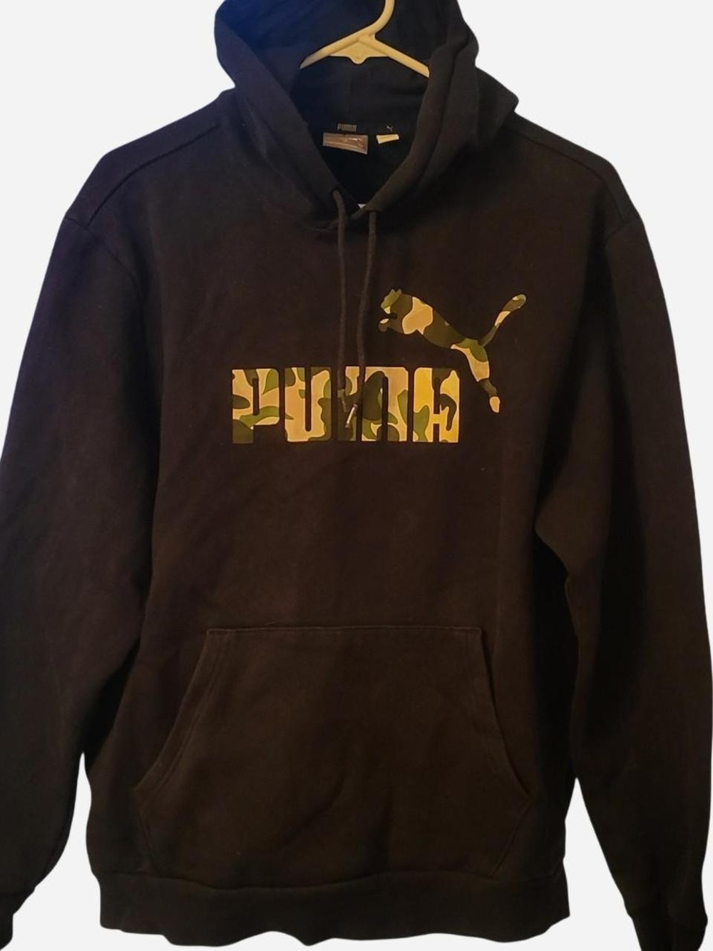 Puma Black Hoodie with Green Camo Logo